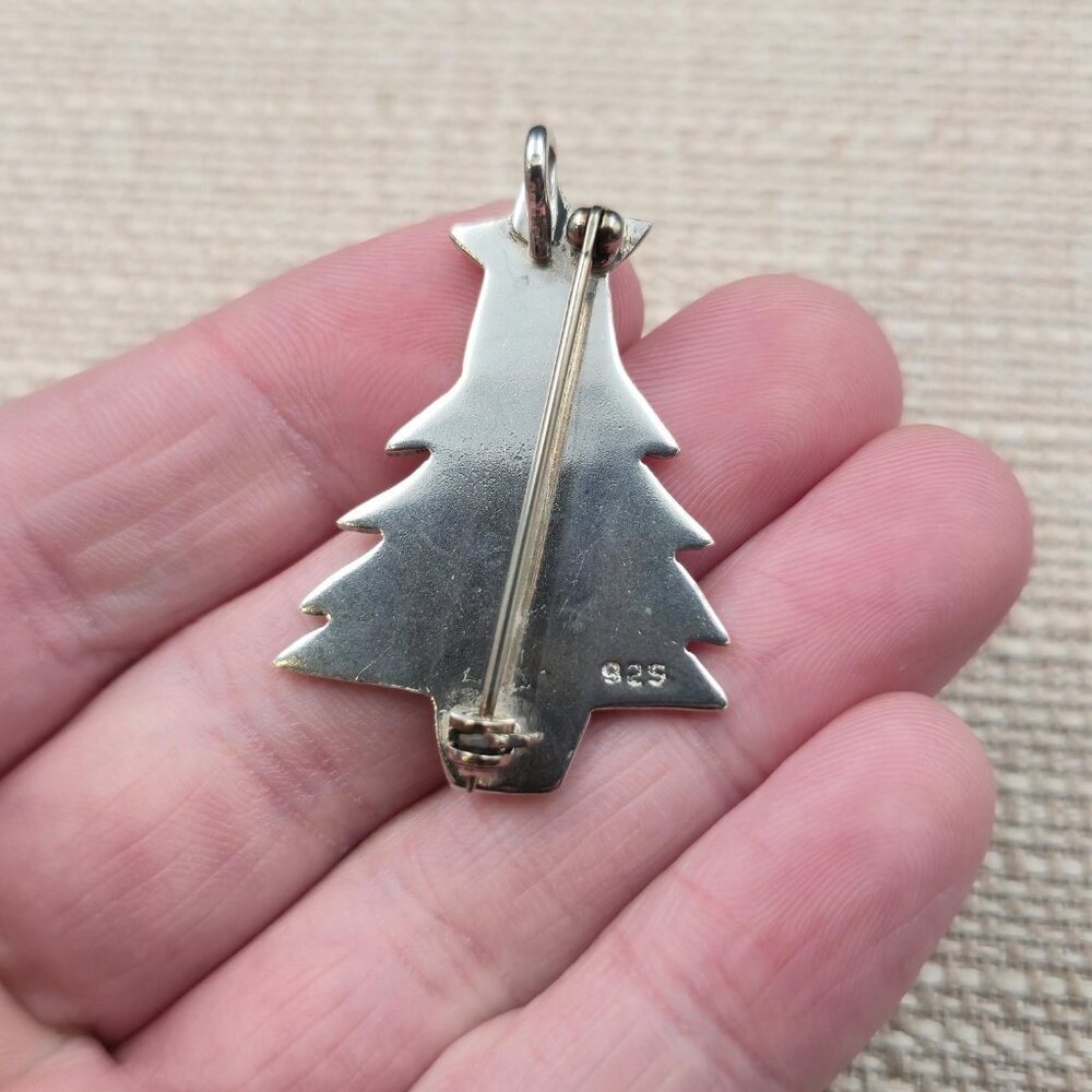 Sterling Silver Christmas Tree With Stars Pendant Pin Brooch A7038 - Picture 3 of 6